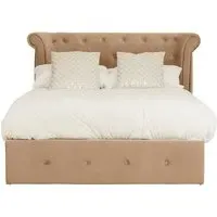 Cujam Double Storage Ottoman Bed - Mink, Velvet