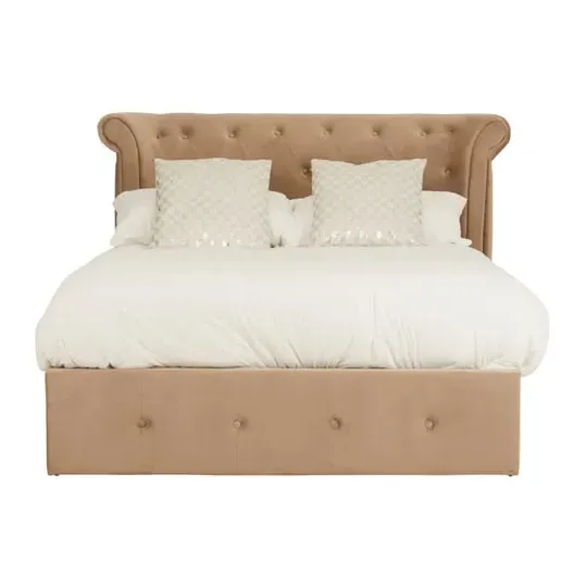 Cujam Double Storage Ottoman Bed - Mink, Velvet image