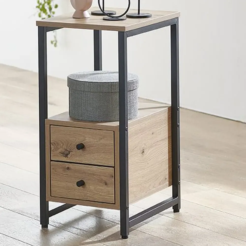 Cullman End Table with 2 Drawers - Black, Oak