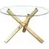 Cupric Round Glass Dining Table - Clear, Gold