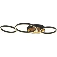 Curio Flush Ceiling Light - Black, Wood