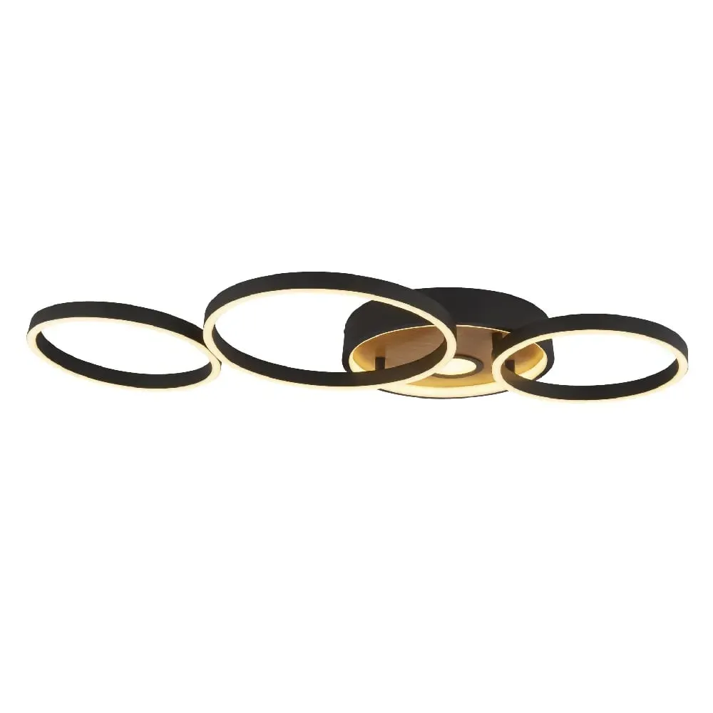 Curio Flush Ceiling Light - Black, Wood