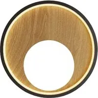 Curio Round Wall Light - Black, Wood