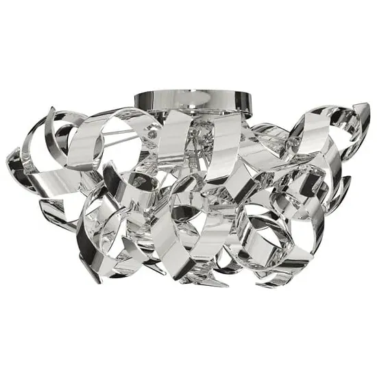 Curls 3 Lights Semi Flush Ceiling Light - Chrome image