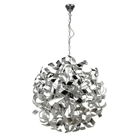 Curls Large 6 Light Ceiling Pendant Light - Chrome