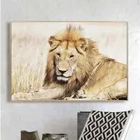 Cursa Golden Lion Wall Art - Gold, Glass
