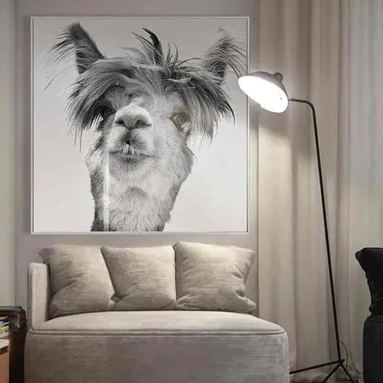 Cursa Llama Glass Wall Art - Silver image