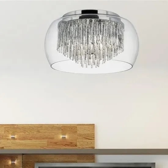 Curva 4 Light Flush Ceiling Light - Chrome, Glass image