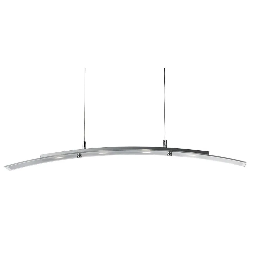 Curve 4 Light Frosted Glass Pendant Light - Satin Silver image