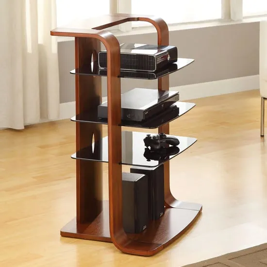 Curve JF204 Curved HI-FI Stand - Walnut Veneer image
