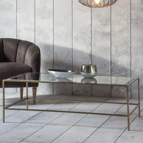 Custer Coffee Table - Clear Glass, Bronze Metal