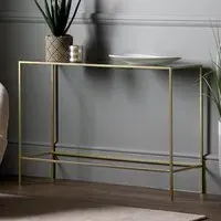Custer Console Table - Clear Glass, Champagne Metal
