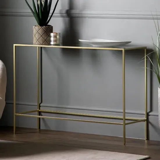 Custer Console Table - Clear Glass, Champagne Metal image