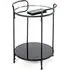 Cuyahoga Round Side Table with Black Metal Frame - Mirrored