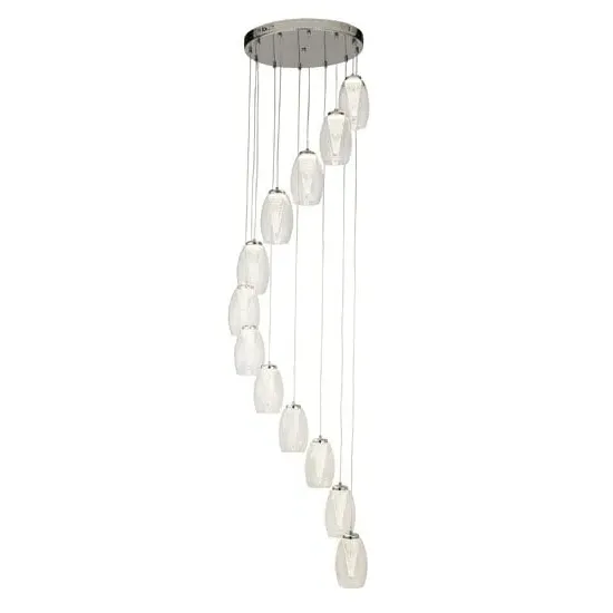 Cyclone 12 Drop Pendant Light - Chrome, Clear Glass