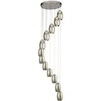 Cyclone 12 Drop Pendant Light - Chrome, Smoked Glass