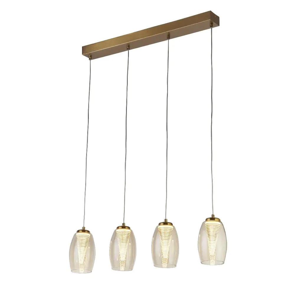 Cyclone 4 Light Pendant Light - Bronze, Champagne Glass image