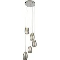 Cyclone 5 Drop Pendant Light - Chrome, Smoked Glass