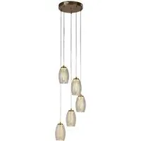 Cyclone 5 Light Pendant Light - Bronze, Champagne Glass