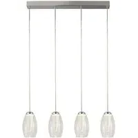 Cyclone Wall Hung 4-Light Bar Pendant - Chrome, Clear Glass