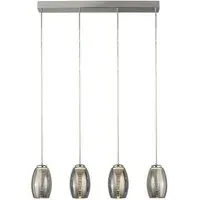 Cyclone Wall Hung Bar 4 Pendant Light - Chrome, Smoked Glass