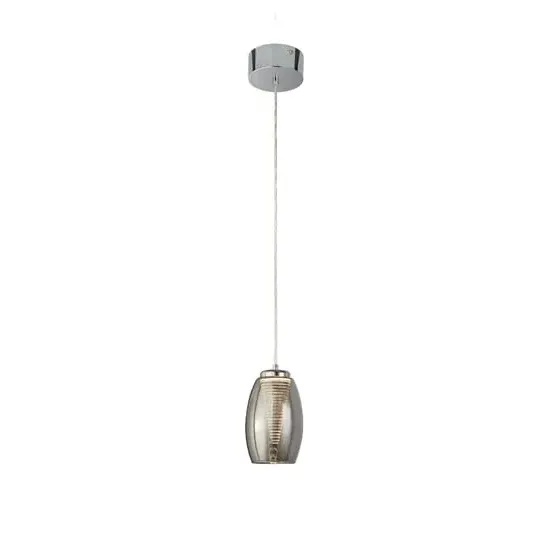 Cyclone Wall Hung Pendant Light - Chrome, Smoked Glass