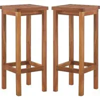 Dafne Bar Stools Set of 2 - Brown, Solid Acacia Wood alternate view