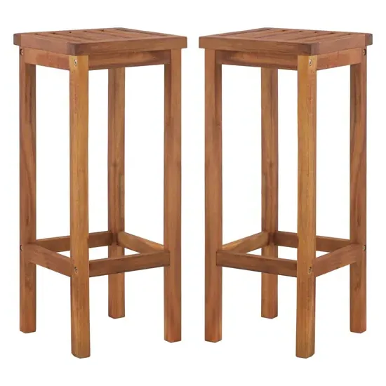 Dafne Bar Stools Set of 2 - Brown, Solid Acacia Wood product