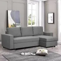 Dagmar Corner Sofa Bed with Storage - Dark Grey, Chenille