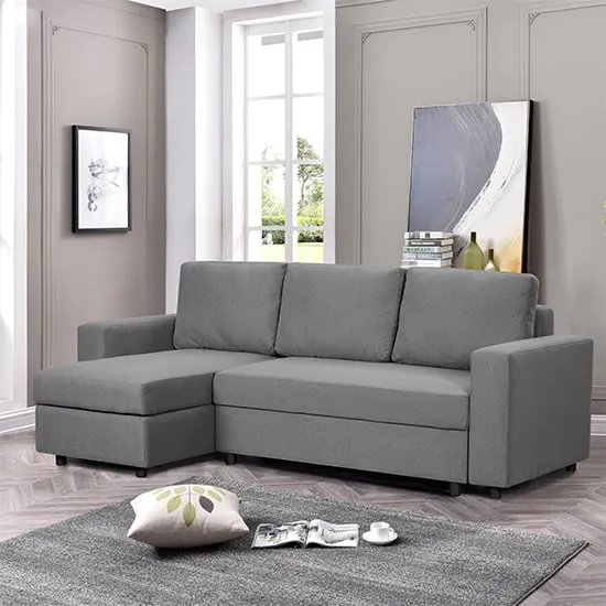 Dagmar Corner Sofa Bed with Storage - Dark Grey, Chenille