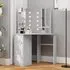 Dagna Corner Dressing Table with LED Lights - Concrete Effect