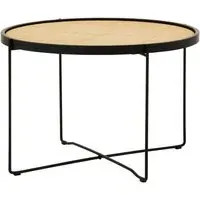 Daire Round Coffee Table - Black, Rattan