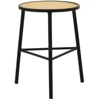 Daire Round Seat Stool - Black, Rattan