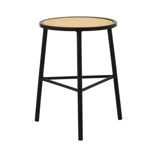 Daire Round Seat Stool - Black, Rattan image