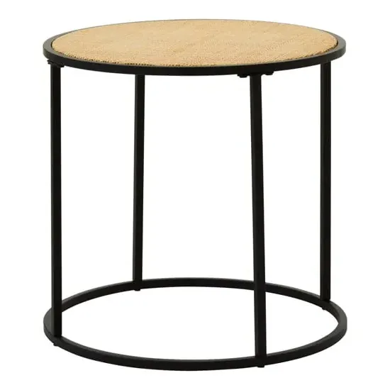 Daire Round Side Table - Black, Rattan image