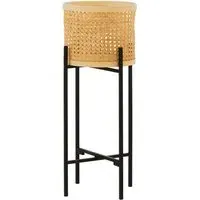 Daire Small Plant Stand with Cross Legs - Black, Wood