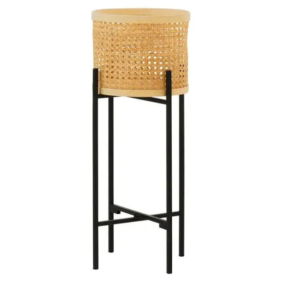 Daire Small Plant Stand with Cross Legs - Black, Wood image