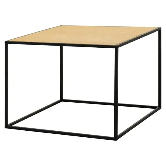 Daire Square Coffee Table with Rattan Top - Natural, Wood product
