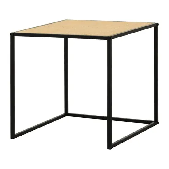 Daire Square Side Table with Rattan Top - Natural image