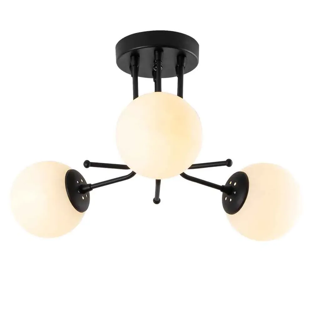 Daisy 3-Light Ceiling Light - Black, Metal & Glass product