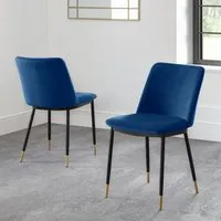 Daiva Dining Chairs Pair - Blue, Velvet alternate view
