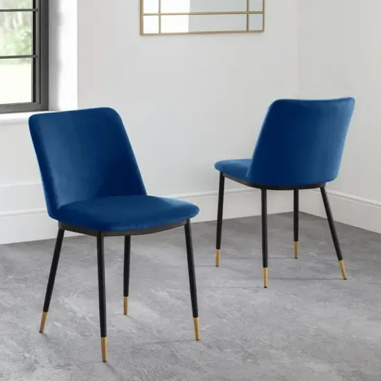 Daiva Dining Chairs Pair - Blue, Velvet product