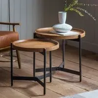 Dakala Round Nest of 2 Tables - Black, Mango Wood