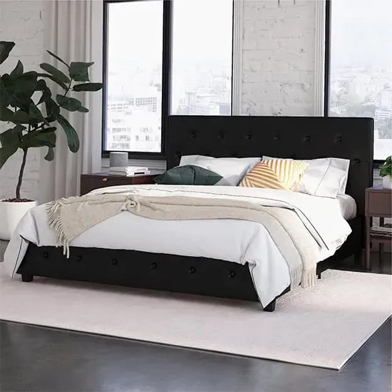 Dakotas King Size Bed Frame - Black, Faux Leather image