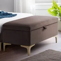 Daley Blanket Box with Soft Close Hinges - Brown, Velvet alternate view