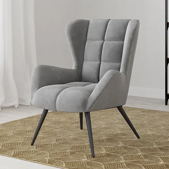 Dalia Accent Chair with Black Legs - Grey, Velvet product