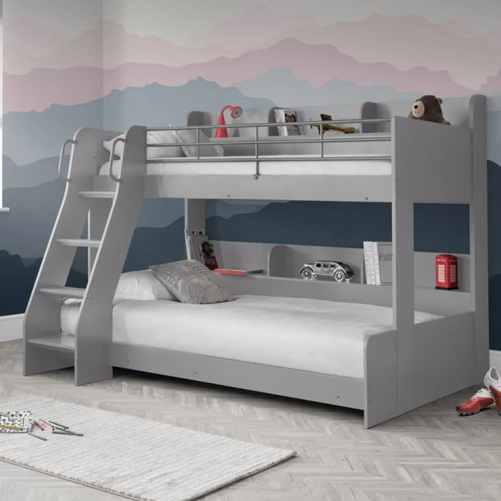 Dallyce Triple Sleeper Bunk Bed with Ladder - Grey