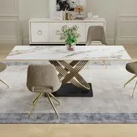 Dalviro Ceramic Dining Table - White Gloss, Metal alternate view