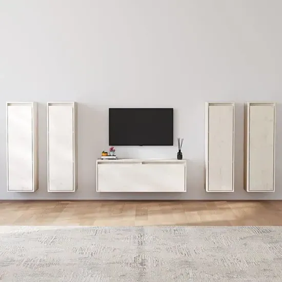 Danail Entertainment Unit - White, Pinewood