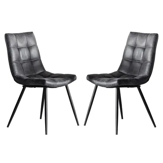 Danbury Dining Chairs Pair - Grey, Faux Leather product